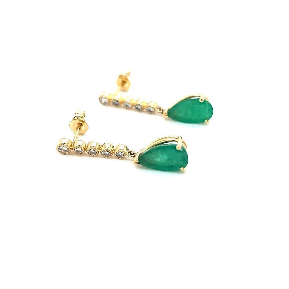 Natural Emerald Diamond Earrings 14k Y Gold 2.23 TCW Certified $3,975 121256